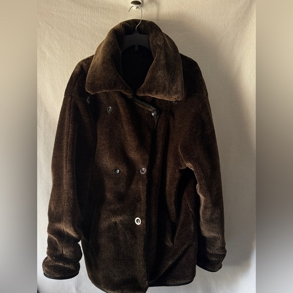 Charles Klein Size Medium Black Suede Brown Faux Fur Reversible Buttoned Jacket - Picture 3 of 16